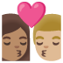 👩🏽‍❤️‍💋‍👨🏼 kiss: woman, man, medium skin tone, medium-light skin tone display on Google